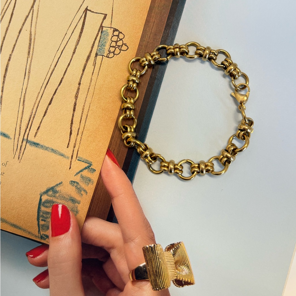 Celine13 Maison 18k Gold Plated Stainless Steel Link Bracelet Celine13 Maison 18k Gold Plated Stainless Steel Link Bracelet